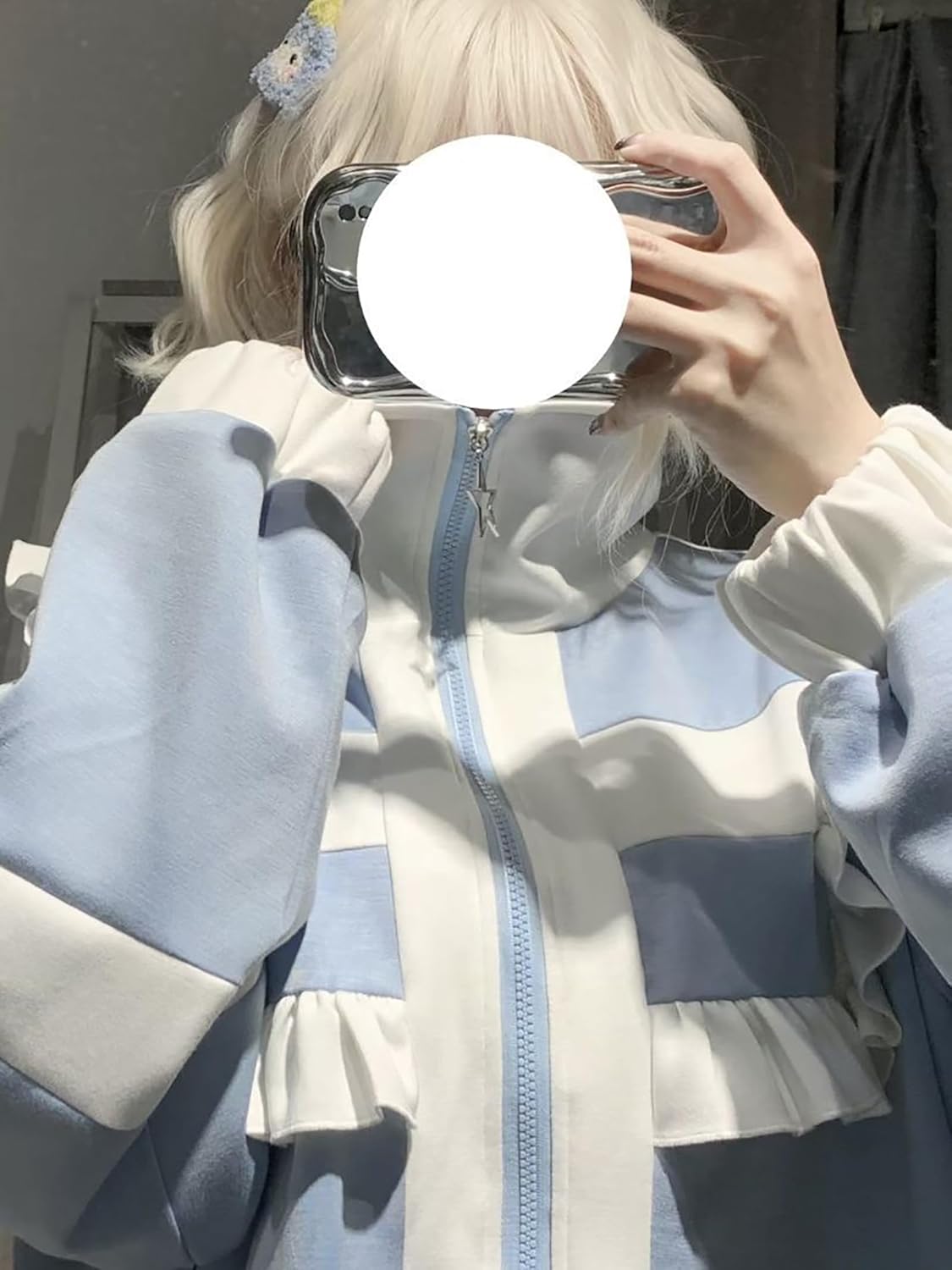 Amazon.co.jp: [XHSUKADO] 水色系統 ジップアップ パーカー